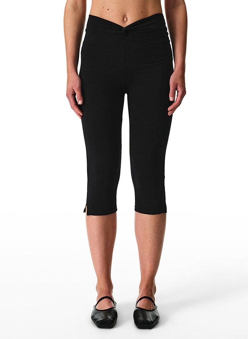 Penti Women's Cotton Sports Twisted Waist Capri Legging - Black - Image 2