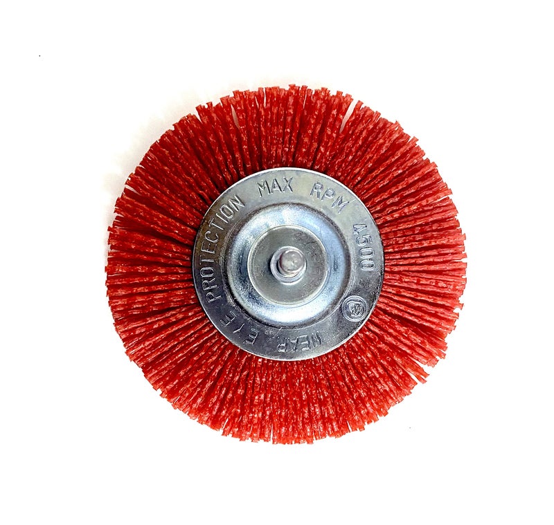 Jon Bhandari Tools Nylon Filament Abrasive Wire Brush (4 Inch/100mm) – Medium Grit, Heavy Duty, Drill Attachment – for Wood, Metal, Plastic – Surface Prep, Deburring, Paint & Coating Removal - Image 1