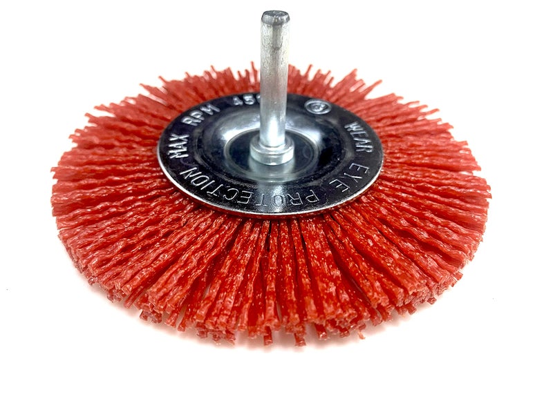 Jon Bhandari Tools Nylon Filament Abrasive Wire Brush (4 Inch/100mm) – Medium Grit, Heavy Duty, Drill Attachment – for Wood, Metal, Plastic – Surface Prep, Deburring, Paint & Coating Removal - Image 2