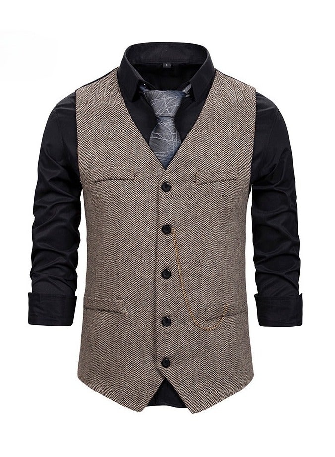 KUYING New Fashionable Herringbone Patterned Suit Vest  - Image 1