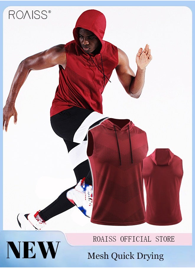 roaiss - Men's Workout Tank Tops Sleeveless Running Shirts with Hoodie - Image 1