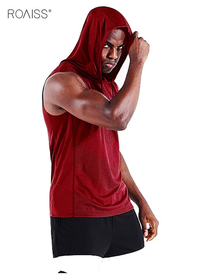 roaiss - Men's Workout Tank Tops Sleeveless Running Shirts with Hoodie - Image 1