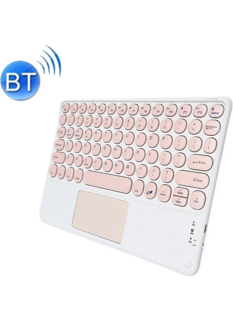Valkyrie Wireless Touchpad Bluetooth Keyboard - Ios Android Windows Compatible - Turkish Language - Rechargeable - Ultra Thin - Type-C Input Pink