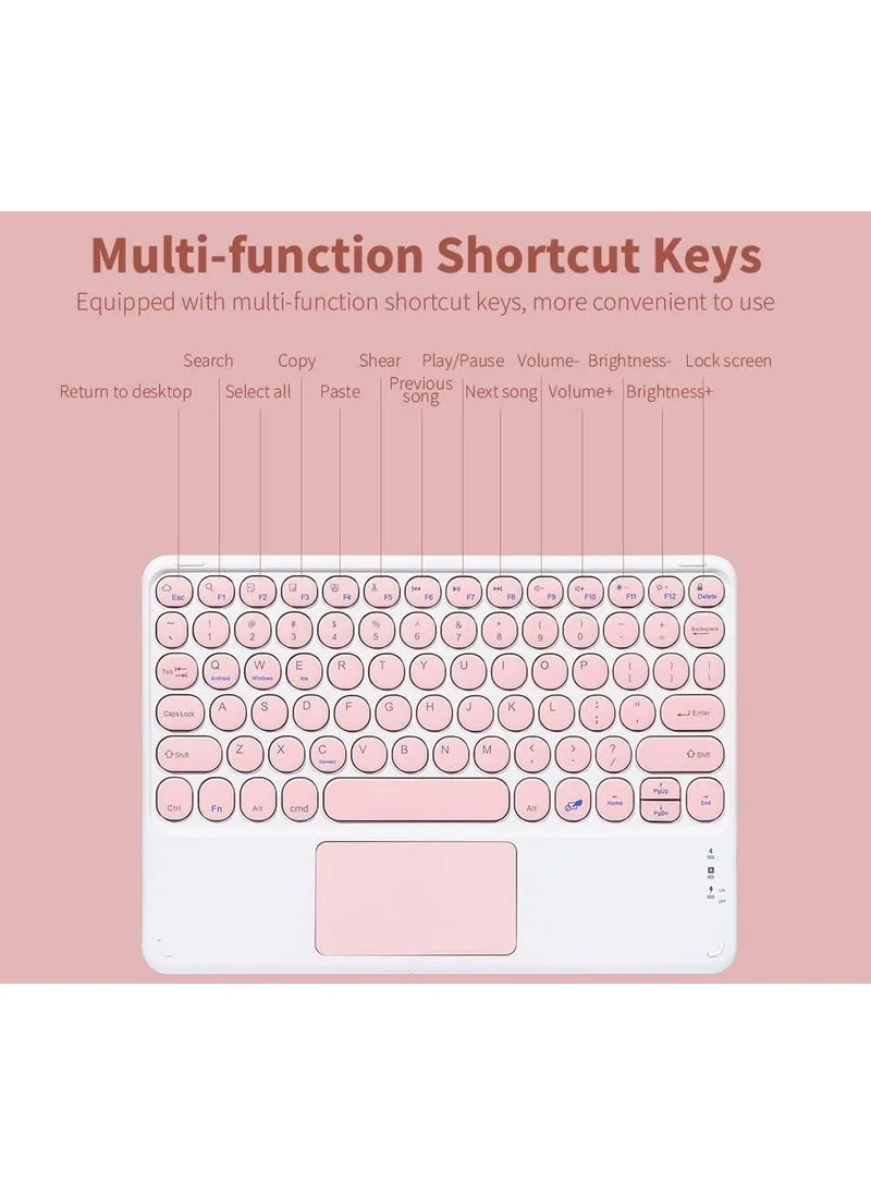 Valkyrie Wireless Touchpad Bluetooth Keyboard - Ios Android Windows Compatible - Turkish Language - Rechargeable - Ultra Thin - Type-C Input Pink