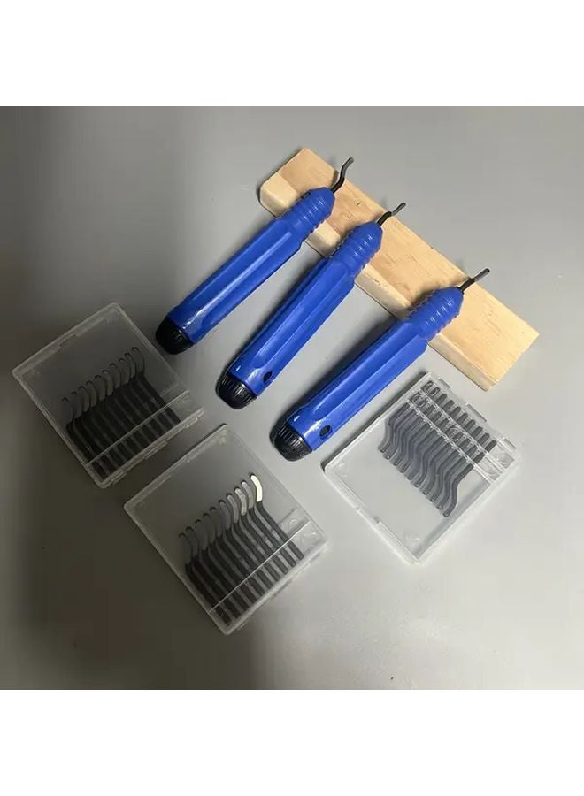 Professional Manual Deburring Tool Set 3 Handles 30 Blades For Wood Plastic Metal - Image 1
