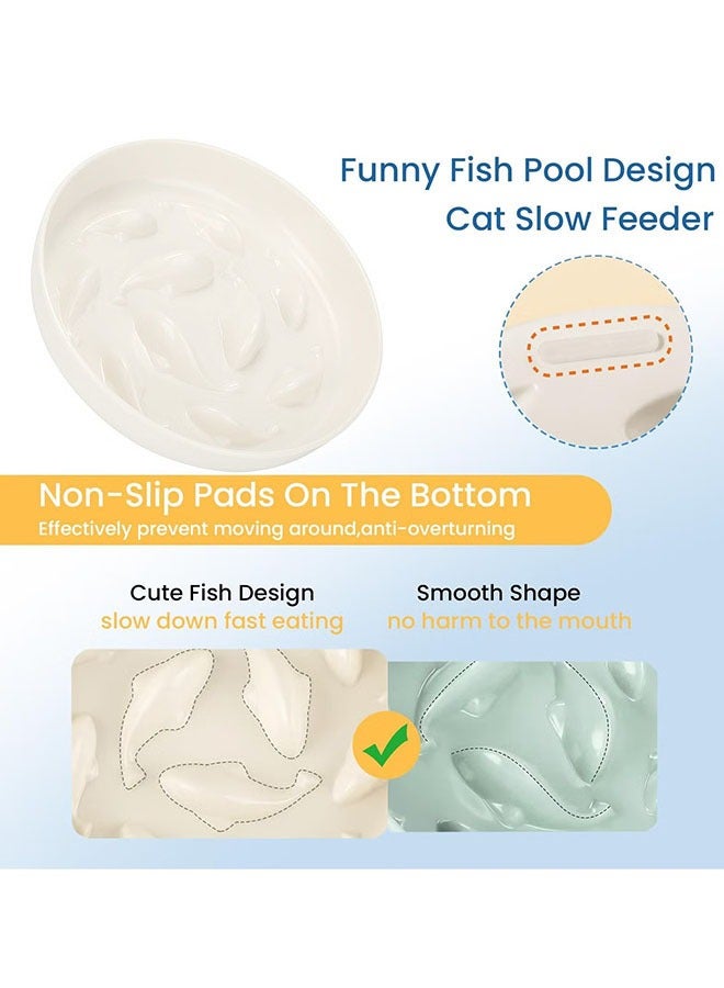 زفيف قطة بطيئة تغذية وعاء الطعام ، بركة الأسماك تصميم الميلامين متعة اللغز السلاح وعاء تغذية ، مضاد للقيء مضاد للذوبان صحية الأكل الأوعية الأليفة الأليفة - Image 4