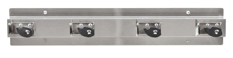 Ex-Cell Kaiser 333-4 SS Stainless Steel Mop and Broom Holder with 4 Rubber Cams, 24" Width x 3" Depth x 4" Height - Image 1