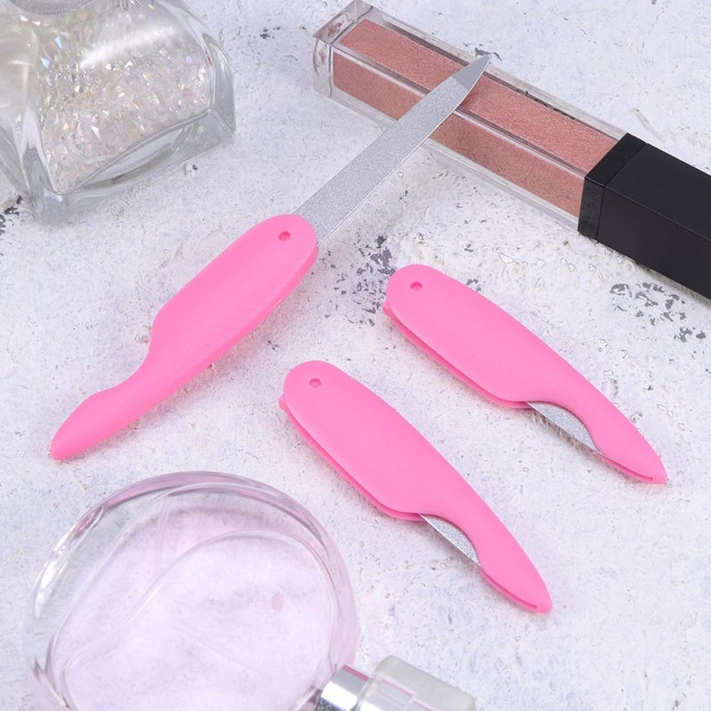 FAVOMOTO 12pcs Dual-Sided Nail Files with Plastic Handle Stainless Steel Manicure and Pedicure Buffing Tools for Nail Shaping and Cuticle Care Suitable for Professional and Random Color - Image 4
