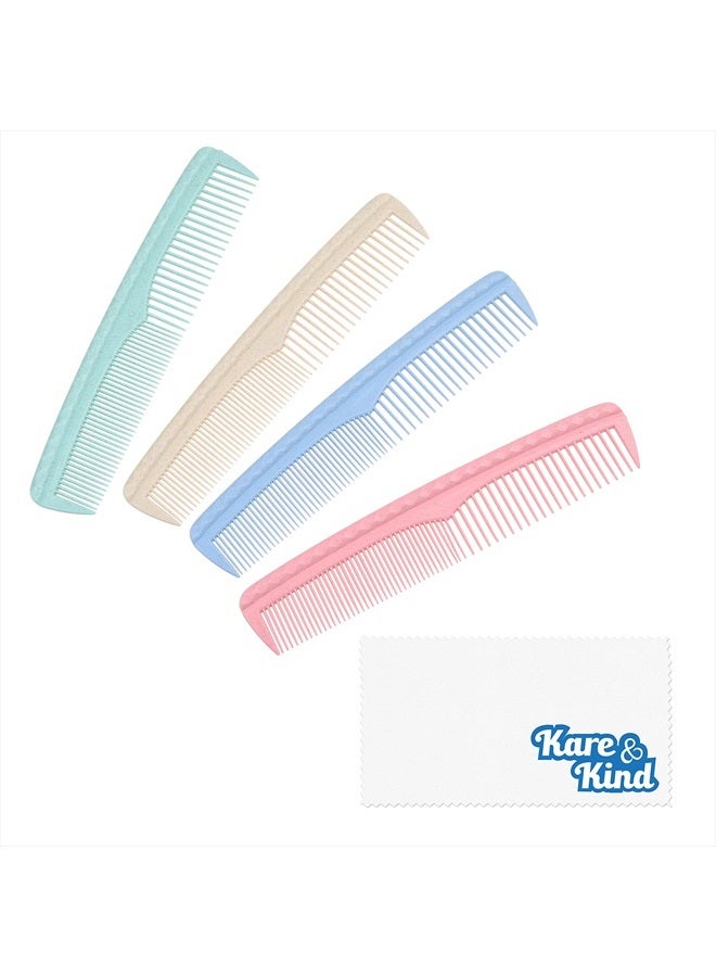 Kare Kind Kare & Kind Hair Combs Set - Colorful 4 pcs Durable Plastic Combs - (7.46 inches) - Coarse and Fine Tooth - For Combing, Hairstyling, Trimming, Cutting - Home and Hair Salons - For Men, Women, Kids - Image 3