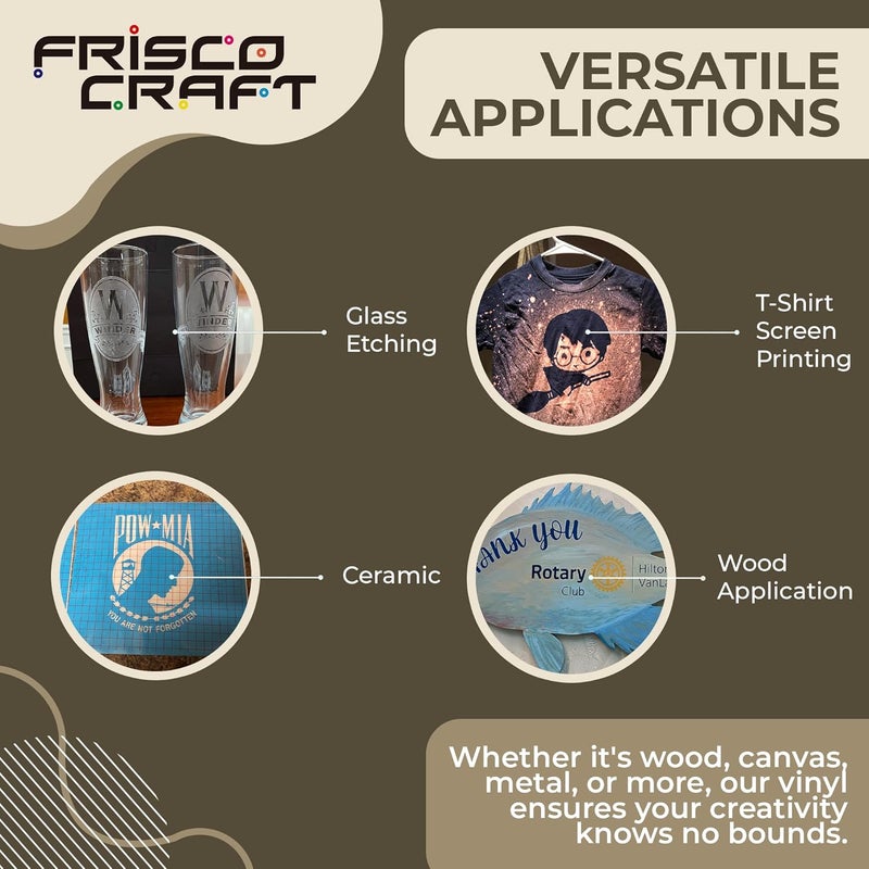 Frisco Craft فيلم قناع الفينيل القابل للإزالة - فينيل قناع متوافق مع آلة كريكت، سيلويت، كاميوا - ورقة زرقاء قابلة للإزالة - سهل الاستخدام، بدون بقايا، متعدد الأغراض (12 بوصة × 30 قدم) - Image 3