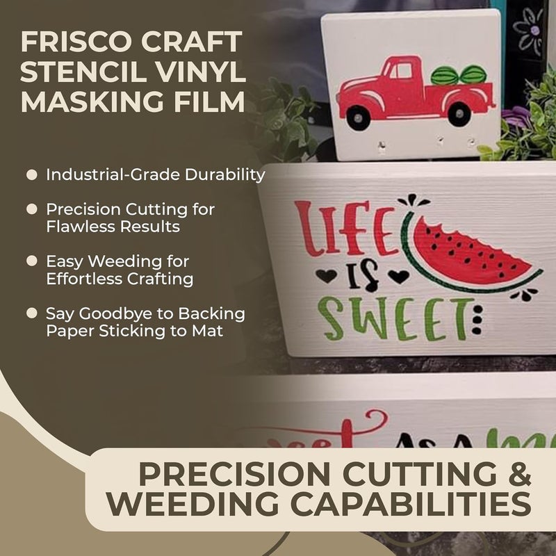Frisco Craft فيلم قناع الفينيل القابل للإزالة - فينيل قناع متوافق مع آلة كريكت، سيلويت، كاميوا - ورقة زرقاء قابلة للإزالة - سهل الاستخدام، بدون بقايا، متعدد الأغراض (12 بوصة × 30 قدم) - Image 5