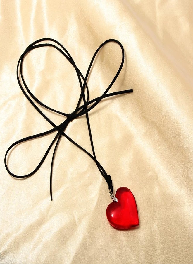 CSIYANJRY99 Goth Chunky Red Heart Necklace for Women Vintage 90s Y2K Emo Choker Necklace Halloween Vampire Layered Big Puffy Heart Pendant Jewelry A - Image 5