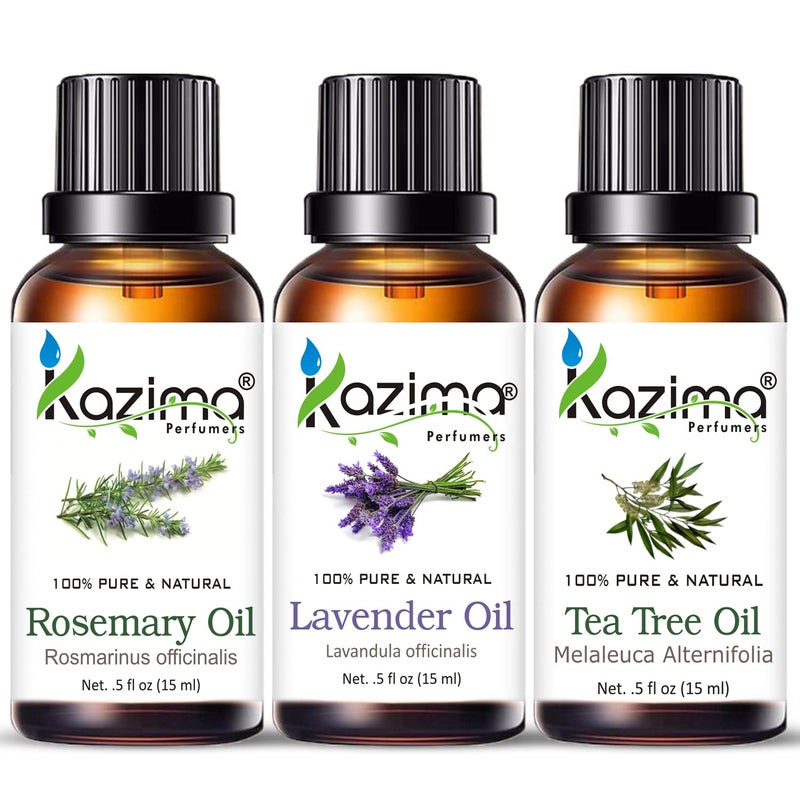 KAZIMA Essential Oils - Rosemary Oil, Lavender Oil & Tea Tree Oil (Combo Pack of 3) 15 ml Each - Image 5