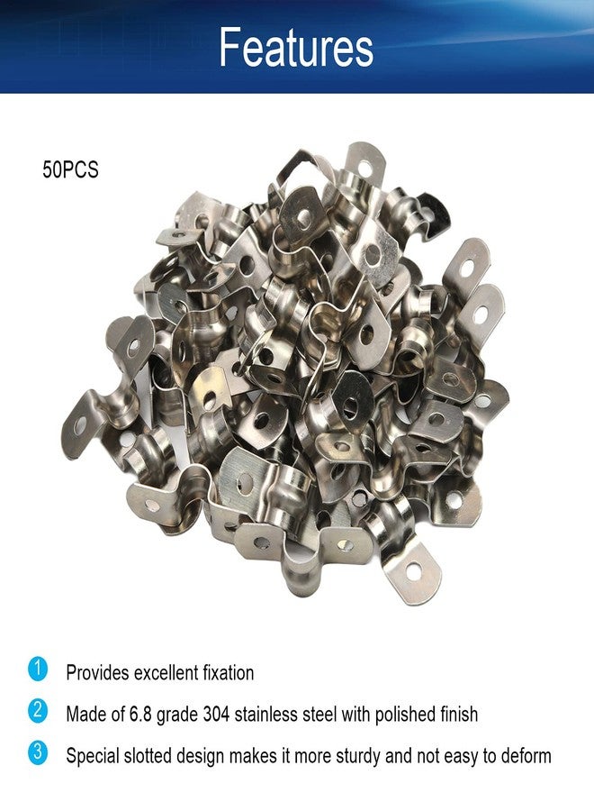 Yinpecly 50Pcs 304 Stainless Steel Rigid Pipe Strap 0.3" Tension Tube Clip Clamp with 2 Holes Tube U Bracket Clamp Hanger - Image 3