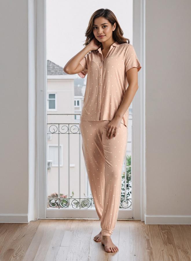 سبلاش فيڤ طقم بيجامة قطن مودال مطبوع - Image 1