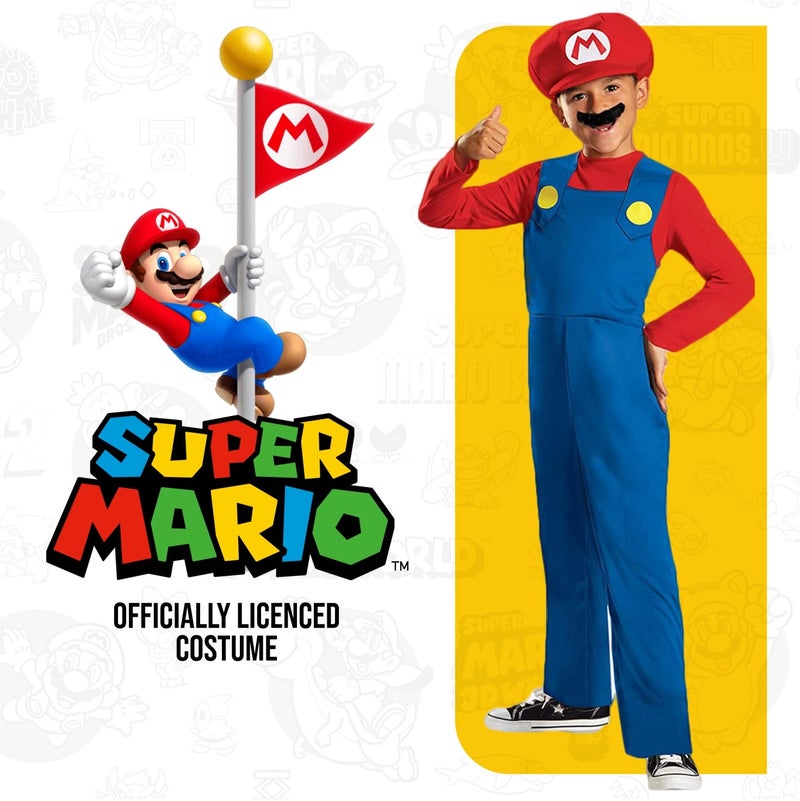 Disguise Nintendo Super Mario Brothers Mario Classic Boys Costume, Medium/7-8 - Image 2