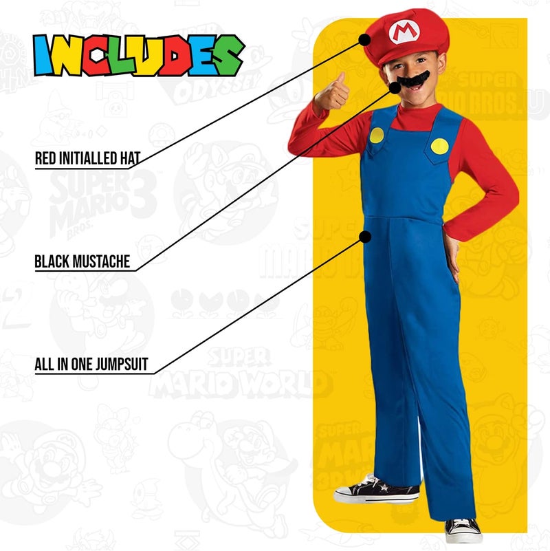 Disguise Nintendo Super Mario Brothers Mario Classic Boys Costume, Medium/7-8 - Image 3