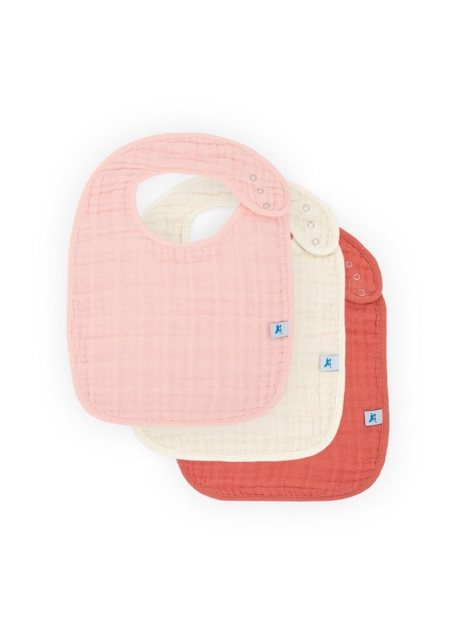 little unicorn Little Unicorn Premium Classic Bib 3 pack | Adjustable as baby grows | Soft fabric on skin | Great for first time eaters (Rose Petal)  - Image 1