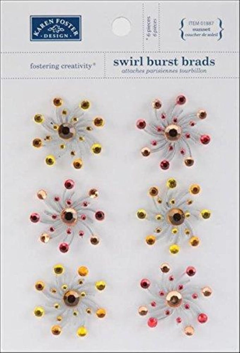 Karen Foster Design Swirl Burst Brads 1.25-Inch 6/Pkg-Sunset - Image 3