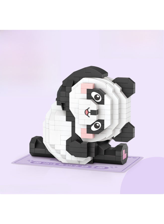 LOZ8801 Cute Pet Alliance Panda Flower Building Blocks Micro-particle Assembled Toys Children's Toys-Color:8802 Yoga Panda - Image 3