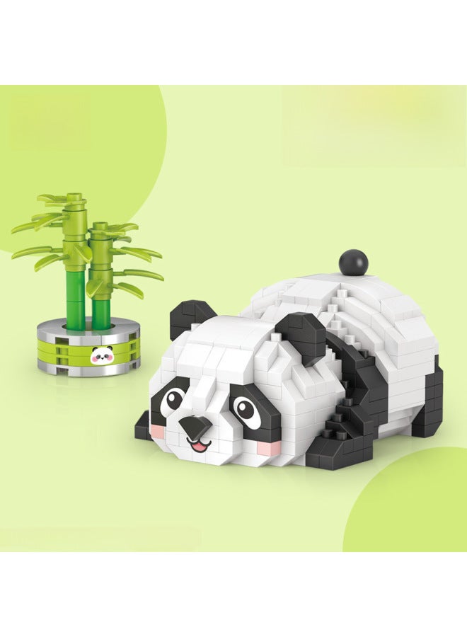 LOZ8801 Cute Pet Alliance Panda Flower Building Blocks Micro-particle Assembled Toys Children's Toys-Color:8802 Yoga Panda - Image 4