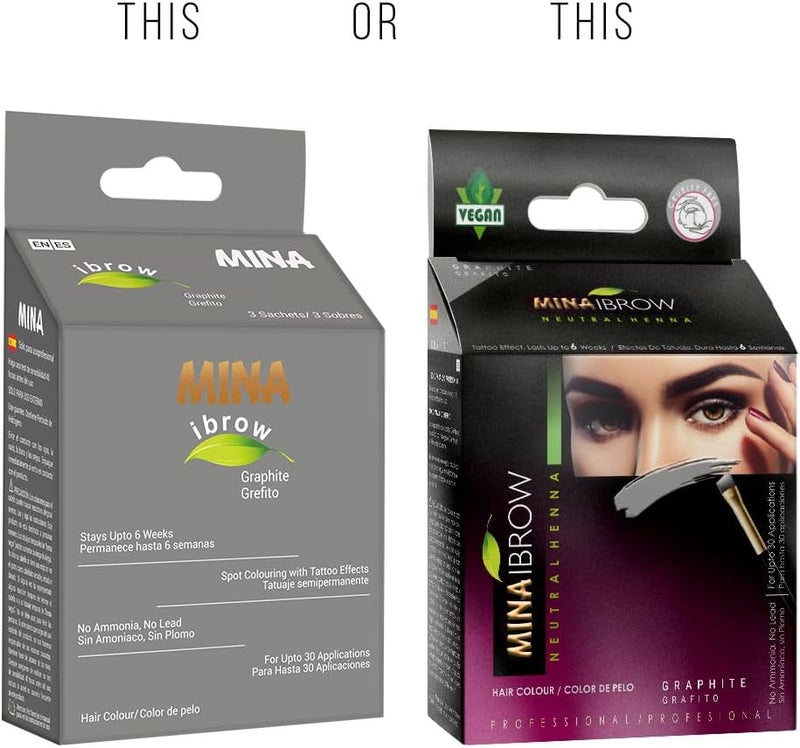 MinaiBrow MINA iBrow Henna Hair Color Professional Tint Kit with Brush Combo Pack | Covers Gray Hair-Lasts up to 6 weeks | No Ammonia No Lead | Vegan & Cruelty Free | up to 30 Applications (Graphite) - Image 2