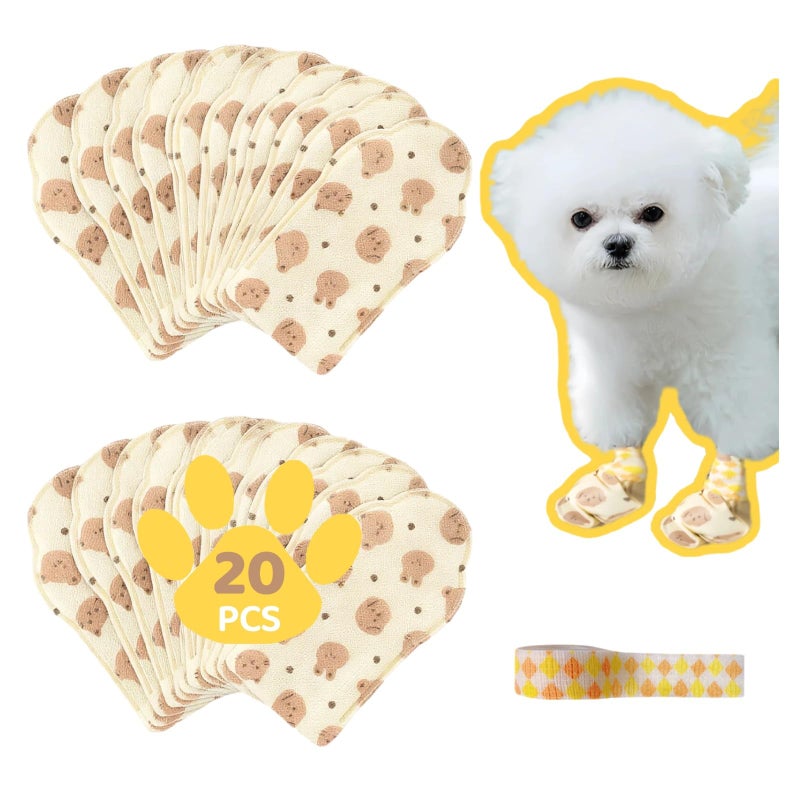 HUGEEZ Disposable Dog Booties (20PCS+Bandage Roll), Waterproof & Breathable Paw Protectors & Covers for Small, Medium Dogs, Puppies & Cats, Wound Care, Recovery & Prevent Licking Pet Foot Wrap Shoes (Small) - Image 1