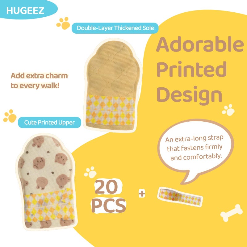 HUGEEZ Disposable Dog Booties (20PCS+Bandage Roll), Waterproof & Breathable Paw Protectors & Covers for Small, Medium Dogs, Puppies & Cats, Wound Care, Recovery & Prevent Licking Pet Foot Wrap Shoes (Small) - Image 5