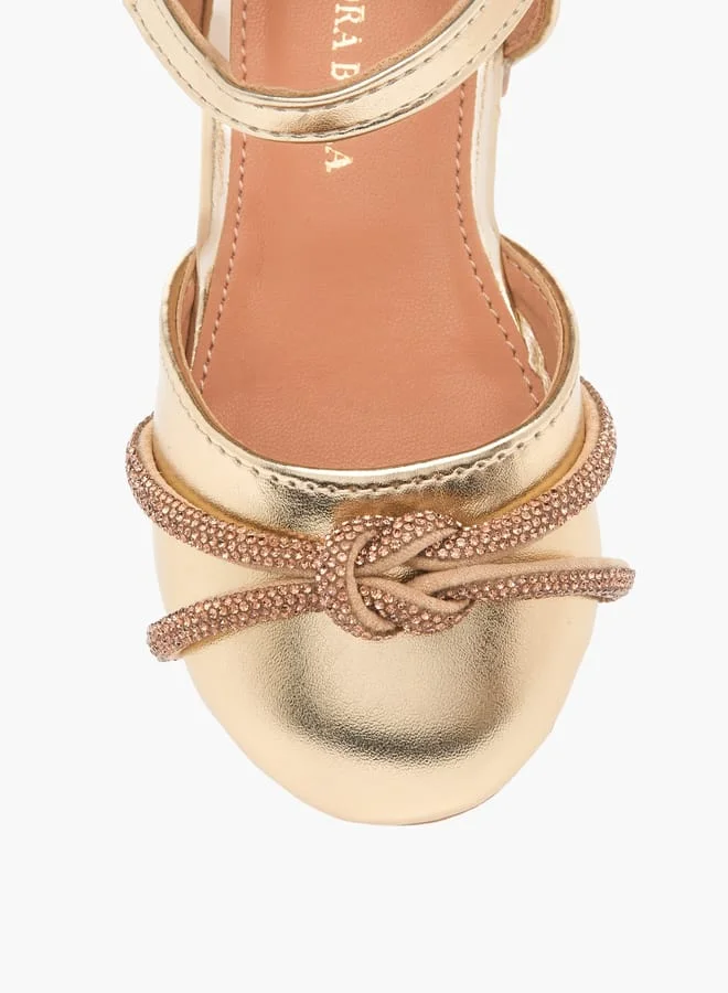 Flora Bella By Shoexpress Girls Embellished Ballerina Shoes with Hook and Loop Closure