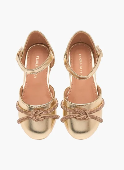 Flora Bella By Shoexpress Girls Embellished Ballerina Shoes with Hook and Loop Closure
