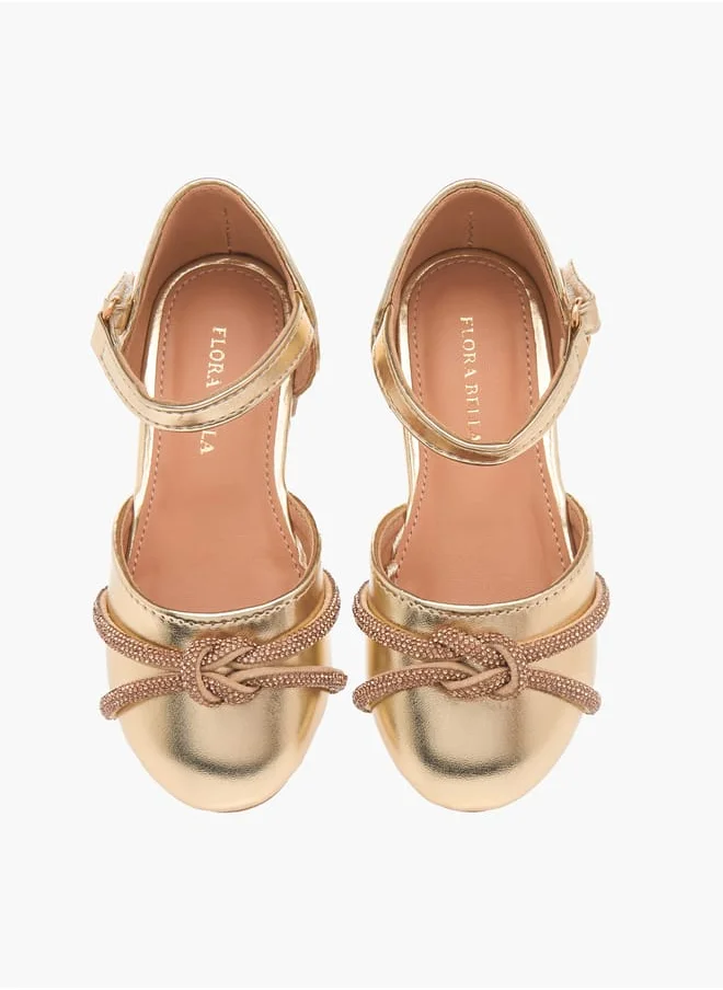 Flora Bella By Shoexpress Girls Embellished Ballerina Shoes with Hook and Loop Closure Ramadan Collection