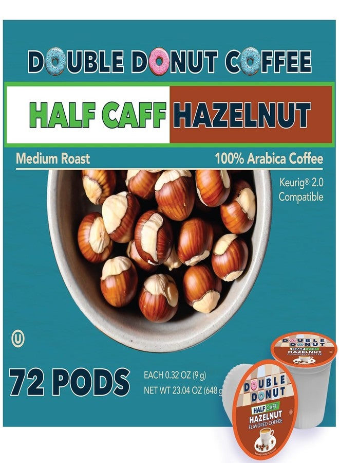 Double Donut Coffee Half Caff Hazelnut Flavored Coffee Pods, Medium Roast Coffee Compatible with Keurig K Cups Brewers 72 ct - Image 1