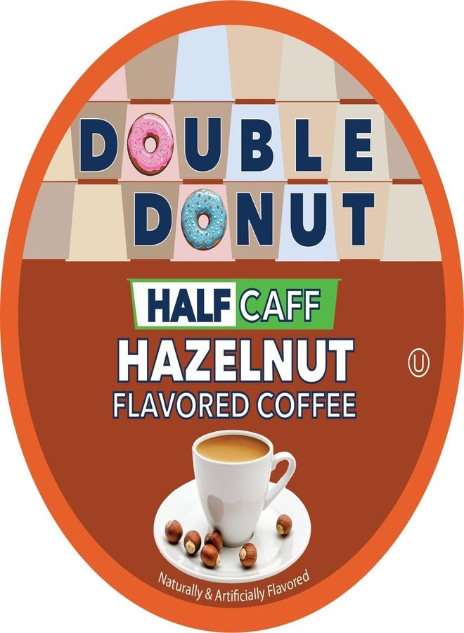 Double Donut Coffee Half Caff Hazelnut Flavored Coffee Pods, Medium Roast Coffee Compatible with Keurig K Cups Brewers 72 ct - Image 2