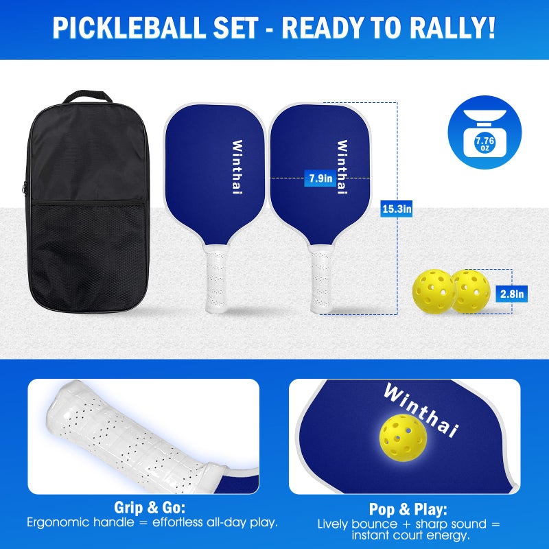 Winthai Pickleball Practice Rebounder Net with Pro Paddles Set for Dink Volley Solo Training Equipment, Mini Pickleball Net 2in1 Trainer for Outdoor Driveway Backyard and Indoor Garage, Easy Setup & Storage - Image 3