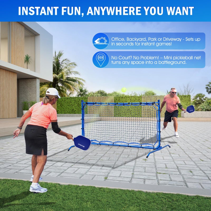 Winthai Pickleball Practice Rebounder Net with Pro Paddles Set for Dink Volley Solo Training Equipment, Mini Pickleball Net 2in1 Trainer for Outdoor Driveway Backyard and Indoor Garage, Easy Setup & Storage - Image 5