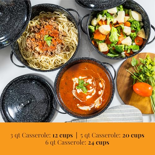 Granite Ware 6-Piece Enameled Steel Casserole Set with Lids, 3/5/6 Qt, Oven Safe to 935°F - Image 5