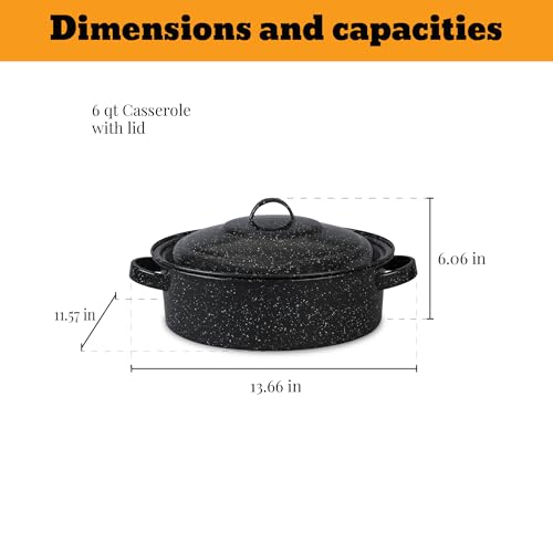 Granite Ware 6-Piece Enameled Steel Casserole Set with Lids, 3/5/6 Qt, Oven Safe to 935°F - Image 3