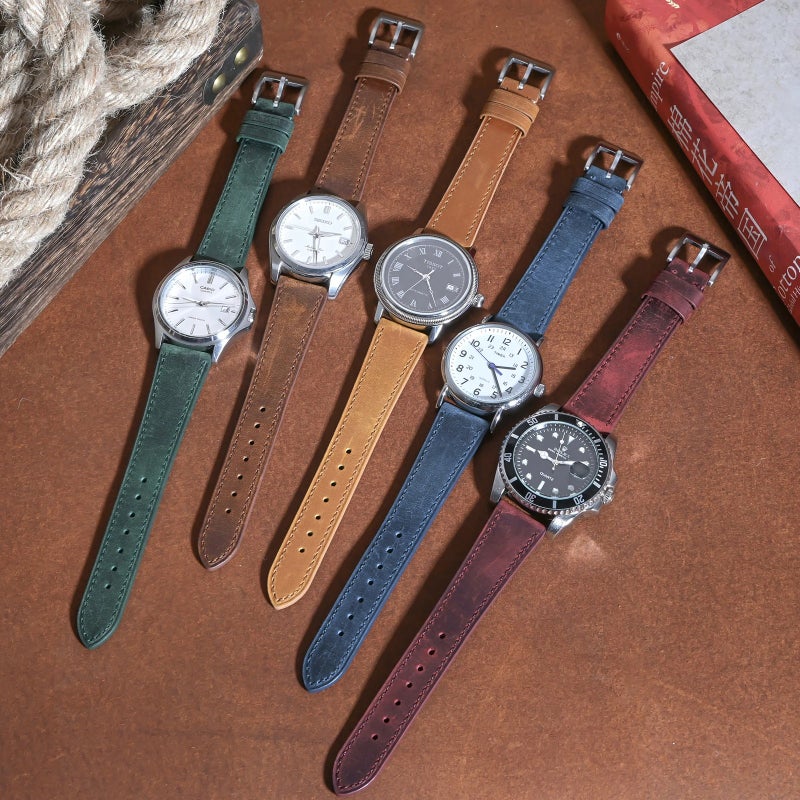 Bluejw Old-Fashioned Top Grain Genuine Leather Watch Band Replacement Strap for Men and Women – 20mm 22mm Width with Quick Release Pins, Easy to Replace the Watch Strap - Image 3