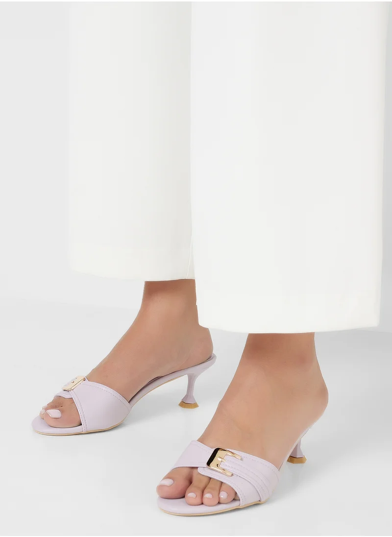 ELLA Buckle Detail Mule Heel Sandal