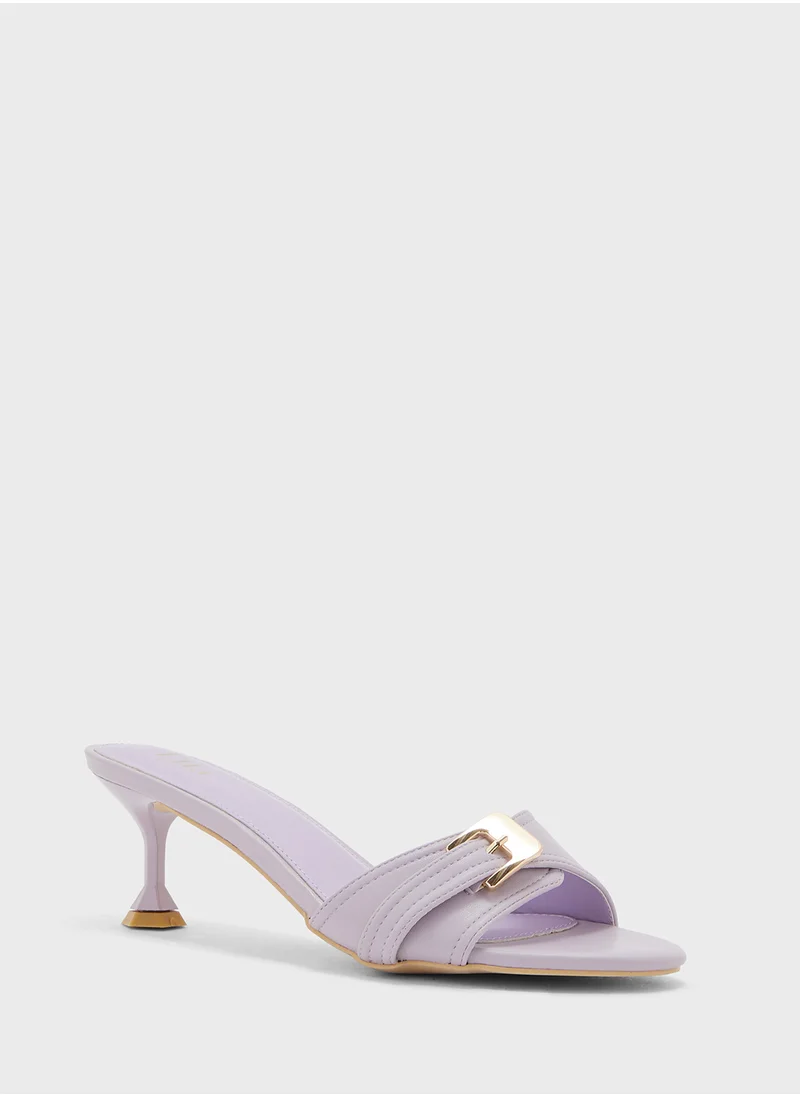 ELLA Buckle Detail Mule Heel Sandal