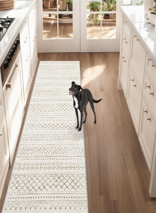 Aoyaomi Runner Rug 2x5 Boho Geometric Area Rugs: Small Washable Kitchen Entryway Rug, Soft Non Slip Moroccan Long Hallway Rugs for Bedroom Bathroom Laundry Entryway Staircase Foyer(Brown,2X5) - Image 2