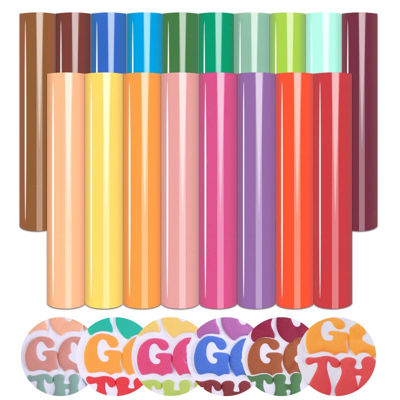 Tintnut Puff Vinyl Heat Transfer 18 Sheets 12 x 10inches 3D Foaming HTV Iron on Vinyl for TShirts DIY Compatible with Cricut or Silhouette Cameo