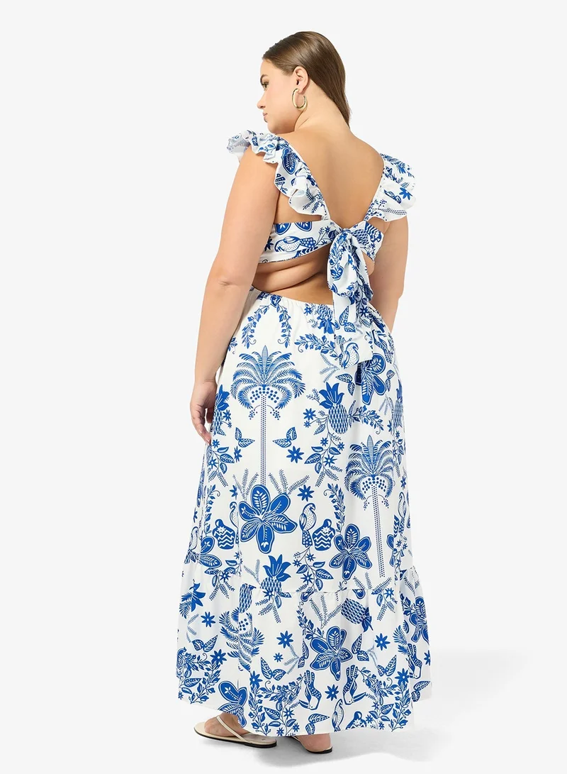 جينجر بلس فستان صيفي بتصميم   مزين بالزهور