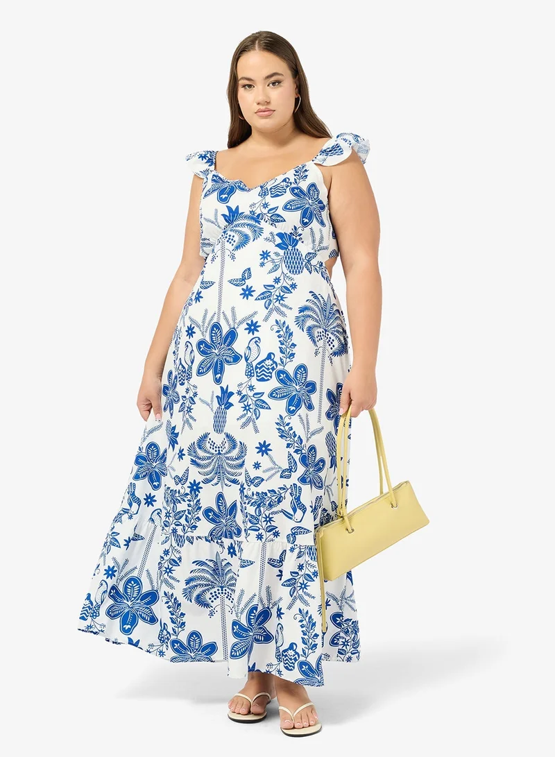 جينجر بلس فستان صيفي بتصميم   مزين بالزهور