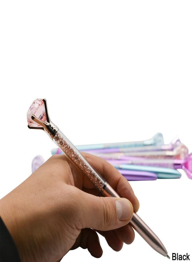 Maydahui 12 PCS Big Crystal Diamond Ballpoint Pens Colorful Retractable Bling Quicksand Pen Rhinestones Metal Pen Black Ink for School Office Wedding Party - Image 5