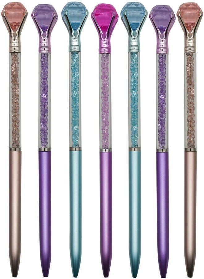 Maydahui 12 PCS Big Crystal Diamond Ballpoint Pens Colorful Retractable Bling Quicksand Pen Rhinestones Metal Pen Black Ink for School Office Wedding Party - Image 1