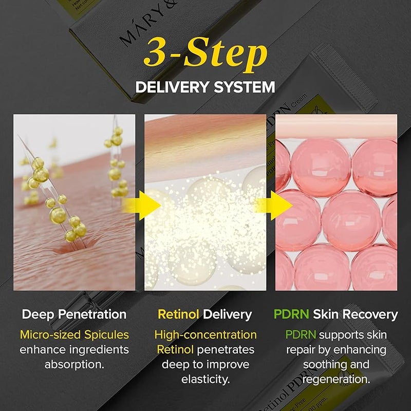 Mary & May  Mary&May Spicule Retinol PDRN Cream - Korean Face Moisturizer with Marine Spicules & Nano Liposome Retinol - Pore Texture Firming Treatment, Ceramide Panthenol for Sensitive Skin, 15g / 0.5 oz - Image 5