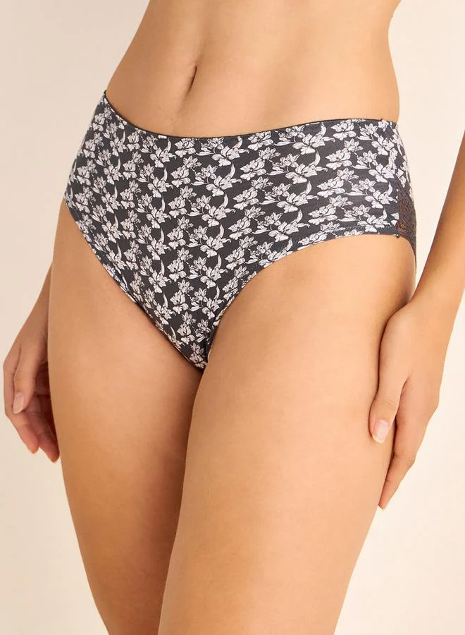Splash FAV Printed High Rise Briefs with Lace Detail
