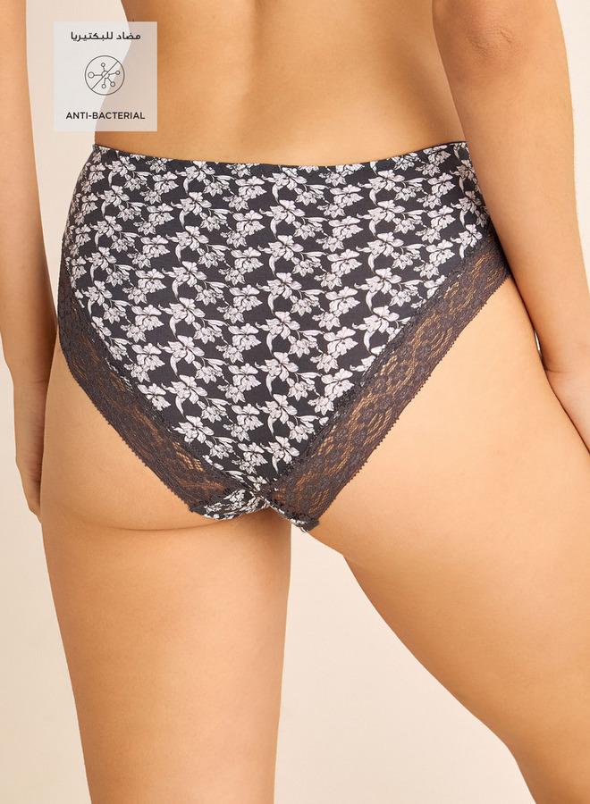 Splash FAV Printed High Rise Briefs with Lace Detail - Image 2