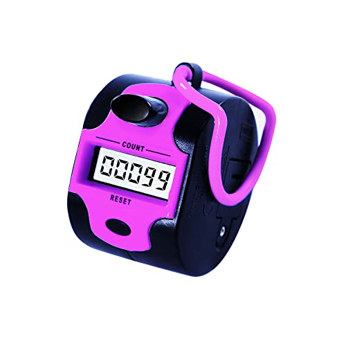 TESEAS Handy Counter Click Manual Digital clicker Stitch Tally Counters Pink Finger Mechanical Palm Handheld Pitch 5-Digit Electronic Display Click Number Counterfor Row, People, Golf,Crochet,Lap&Knitting - Image 1